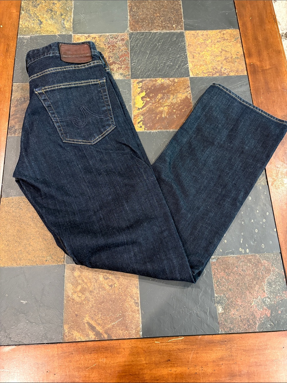 Ag Adriano Goldschmied Dark Indigo Straight Jeans 34x32